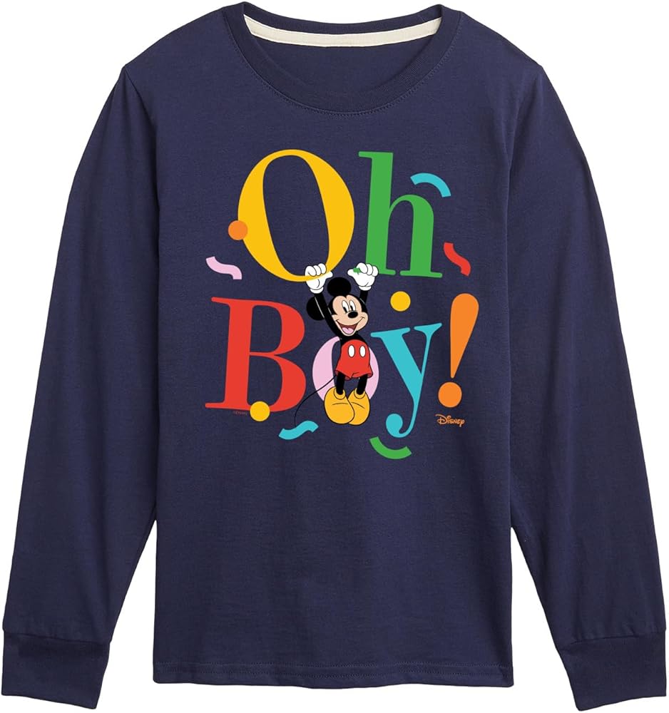 Disney - Mickey Oh Boy - Toddler & Youth Long Sleeve Graphic T-Shirt