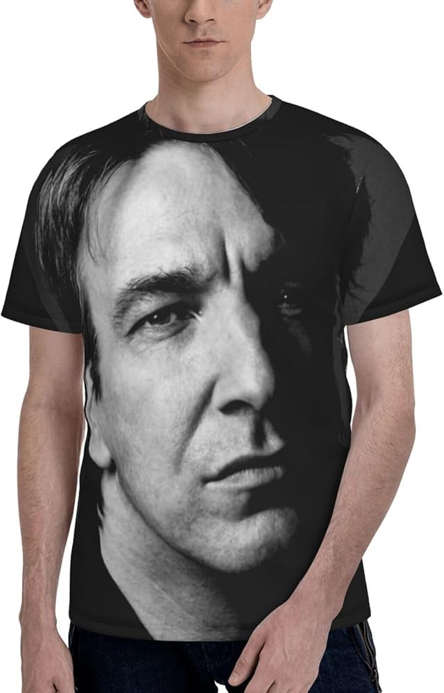 Alan Rickman T Shirt Men's Summer Comfortable Fit Soft Short Sleeve Crew Neck Basic Tee Tops