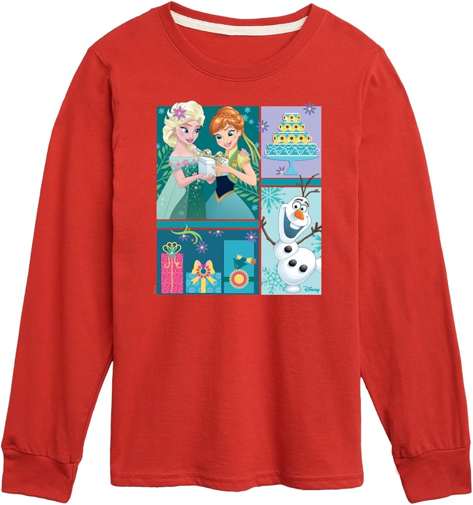 Disney Frozen - Elsa, Olaf & Anna Birthday Celebration - Toddler & Youth Long Sleeve Graphic T-Shirt