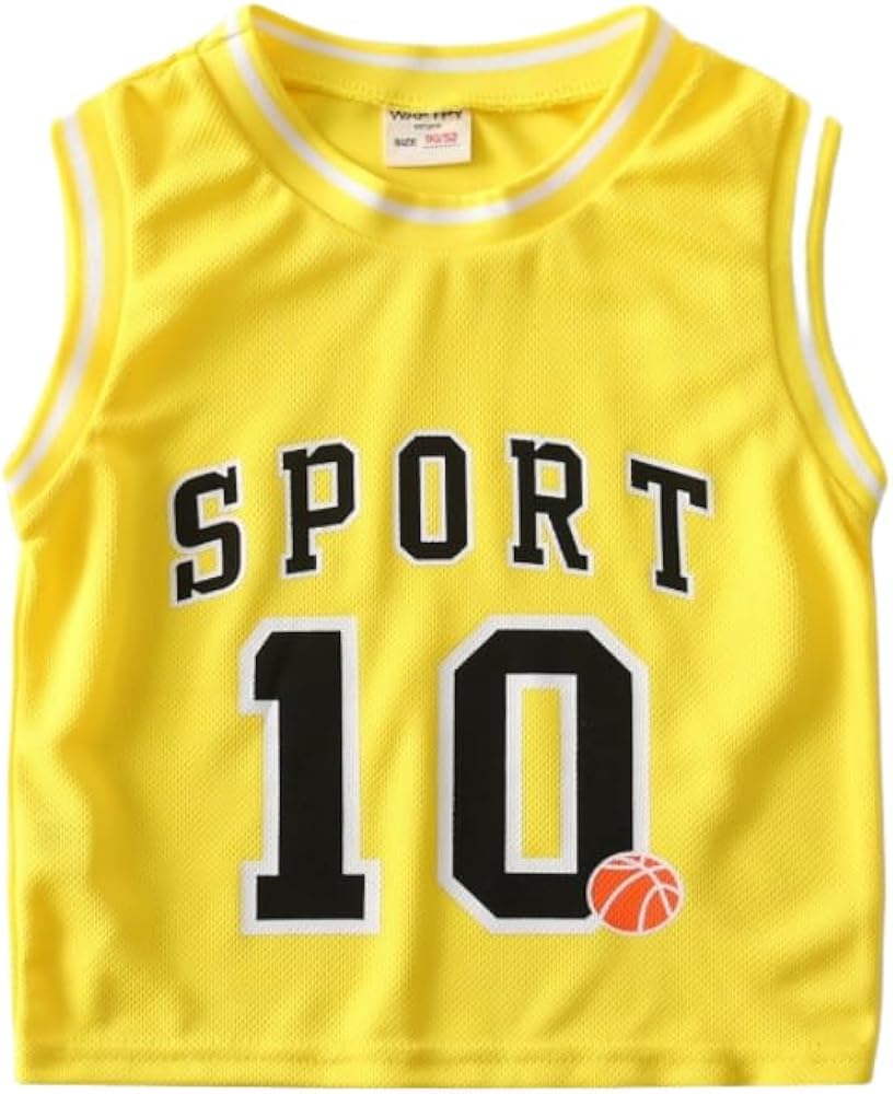 Toddler Kids Baby Boys Girls Casual Basketball Sleeveless Crewneck Vest T Shirts Tops Boys Short Sleeve Tee Shirts