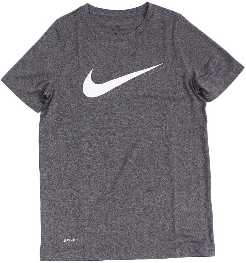 Nike Kids Boy's Dry Short Sleeve Training T-Shirt (Little Kids/Big Kids) Charcoal Heather/White XS (6X Little Kids)