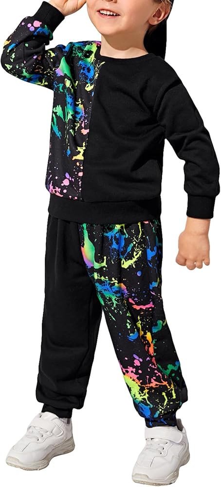 MakeMeChic Boy's 2 Piece Sweatsuit Crewneck Long Sleeve Sweatshirt Sets Pullover and Sweatpants Tracksuit