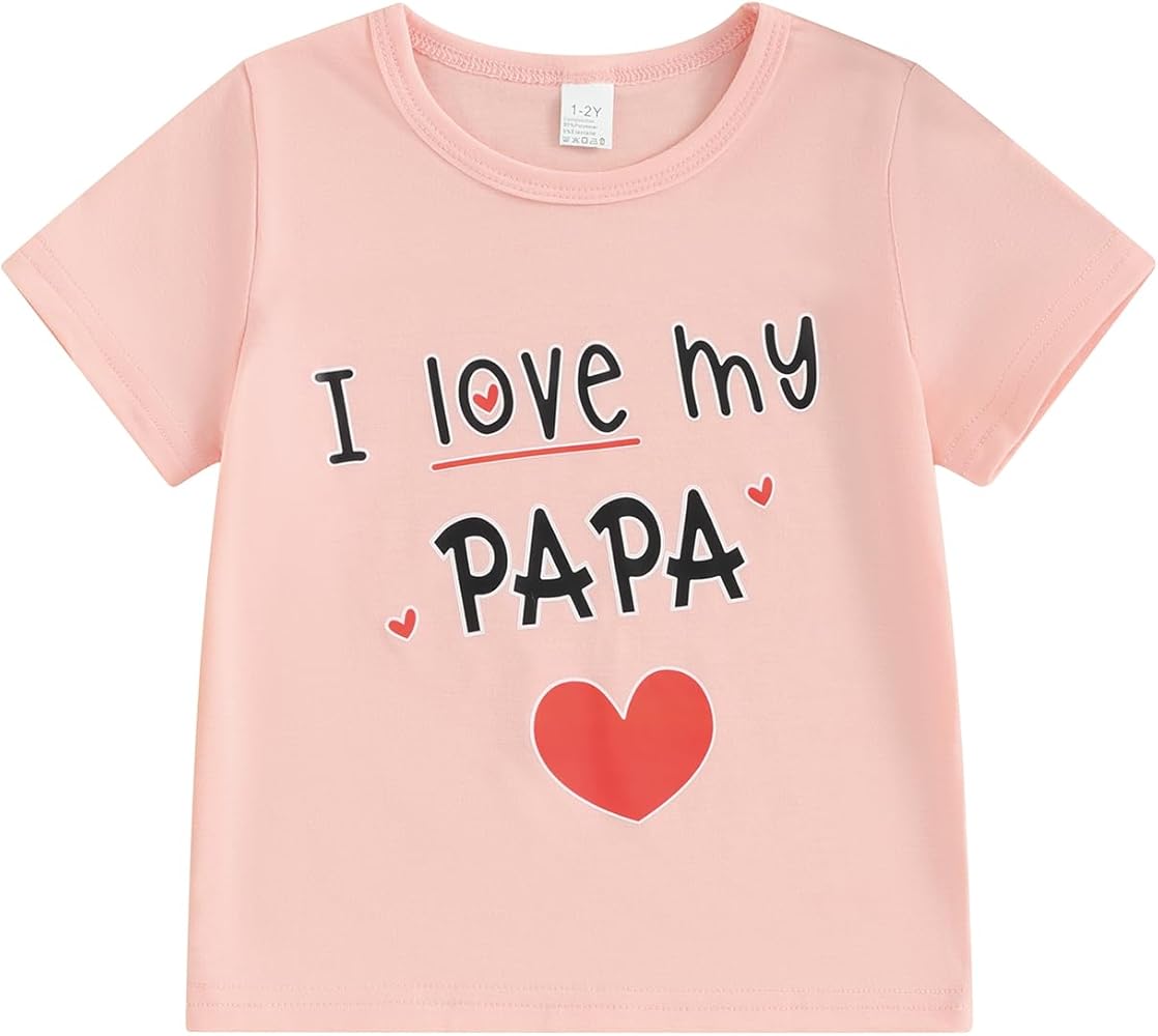 Kids Toddler I Love My Papa Shirt for Little Girls Boys Short Sleeve Round Neck Tops Fathers Day Tee T-Shirt