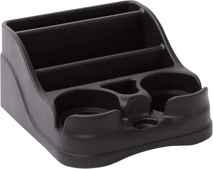 Small Center Console for Cars, Trucks, Minivans, SUVs, Vehicle Organizer, Cup Holders, Recycled Plastic, Made in USA (Black)