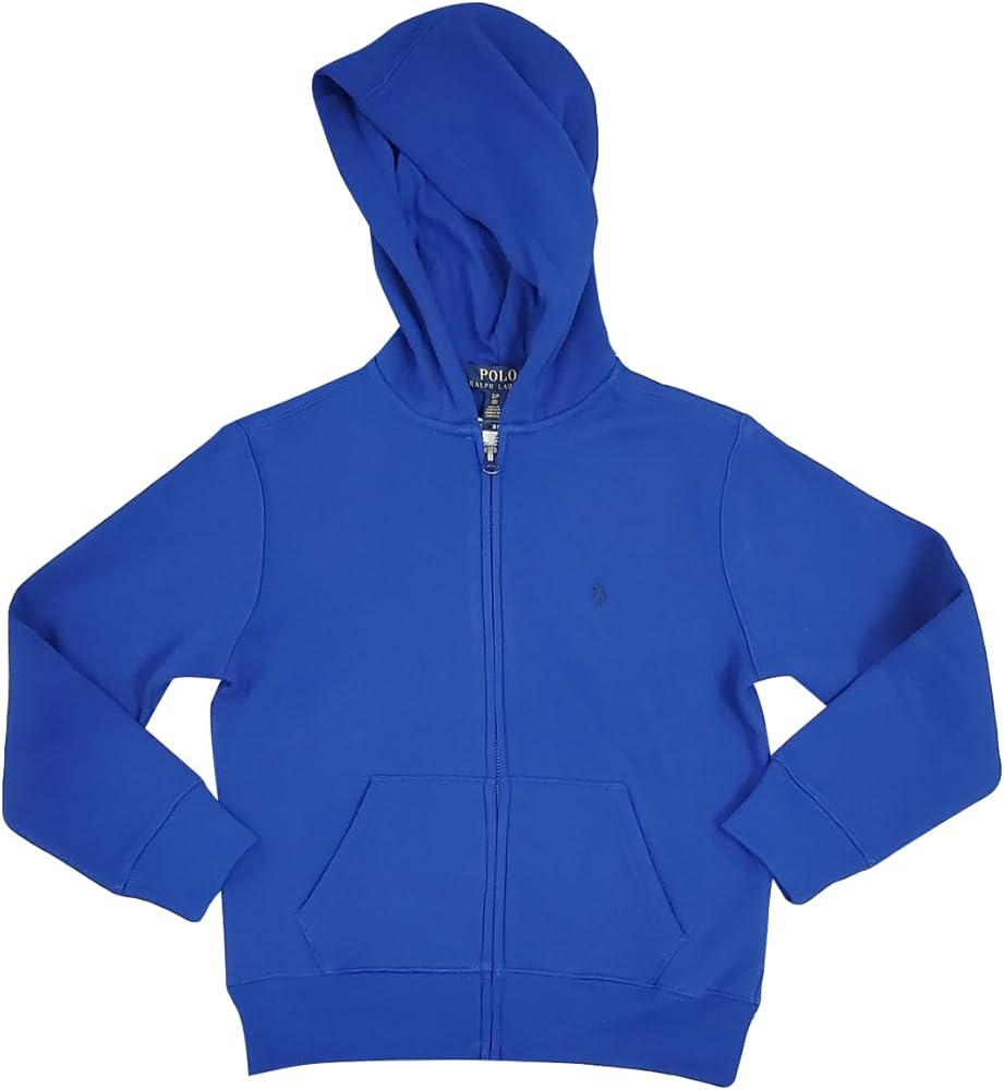 POLO RALPH LAUREN Kids Boy's Collection Fleece Full-Zip Hoodie (Big Kids) (S (8), Royal Blue (Black Pony))