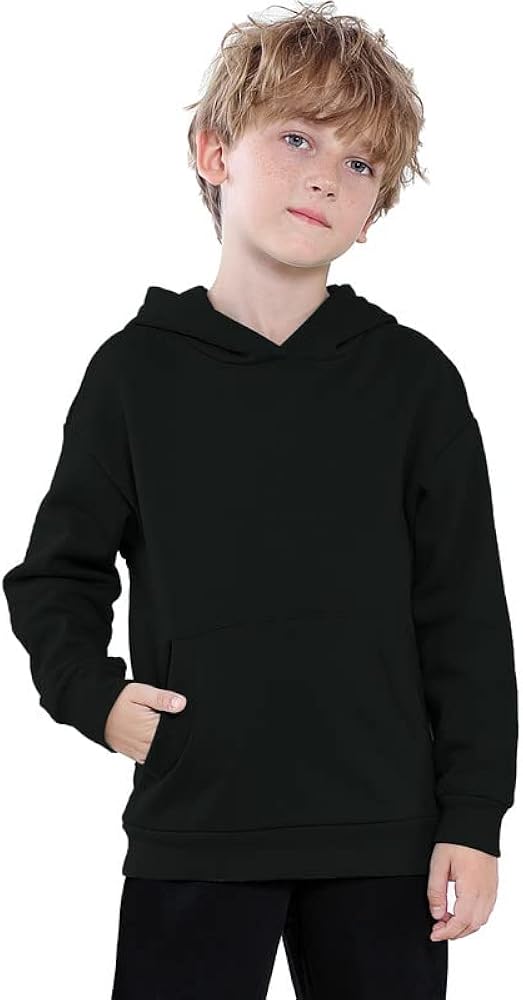 JIAHONG Kids Fleece Sweatshirts Soft Brushed Plain Pullover Hoodie Casual Hooded Sweatshirts for Boys and Girls