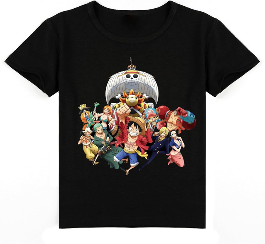 LOTFI Boys Girls Graphic T-Shirt Anime One Piece Novelty Short Sleeve Summer Tees for 2-16 Years