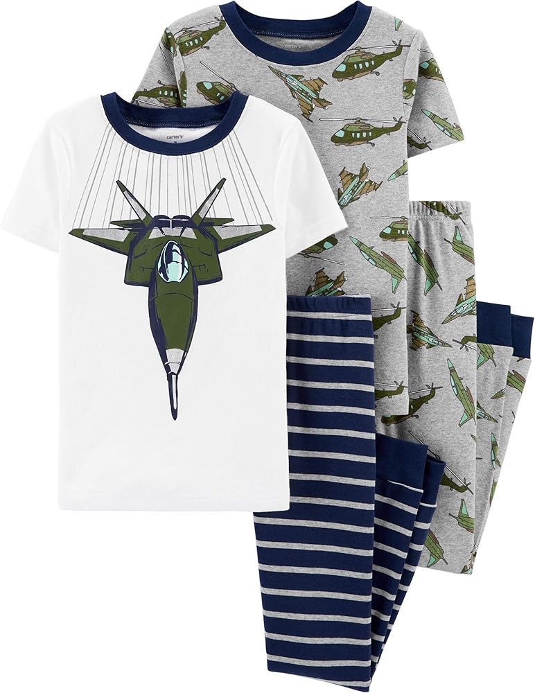 Carter's Boy's 4 piece Cotton Pajama Set (Aircraft, 6)