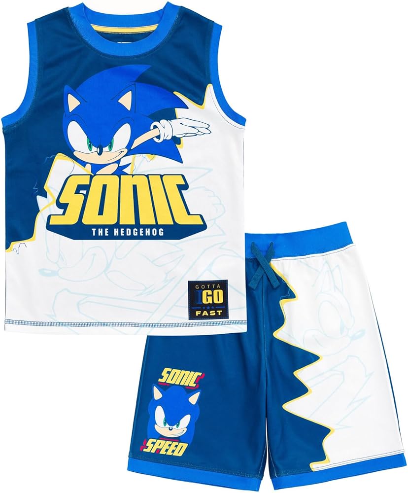 SEGA Sonic the Hedgehog Knuckles Tails Tank Top and Shorts Little Kid to Big Kid