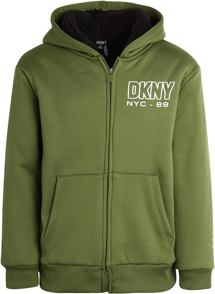 DKNY Boys' Sweatshirt – Heavyweight Sherpa Fleece Lined Zip Hoodie Sweatshirt (8-20)