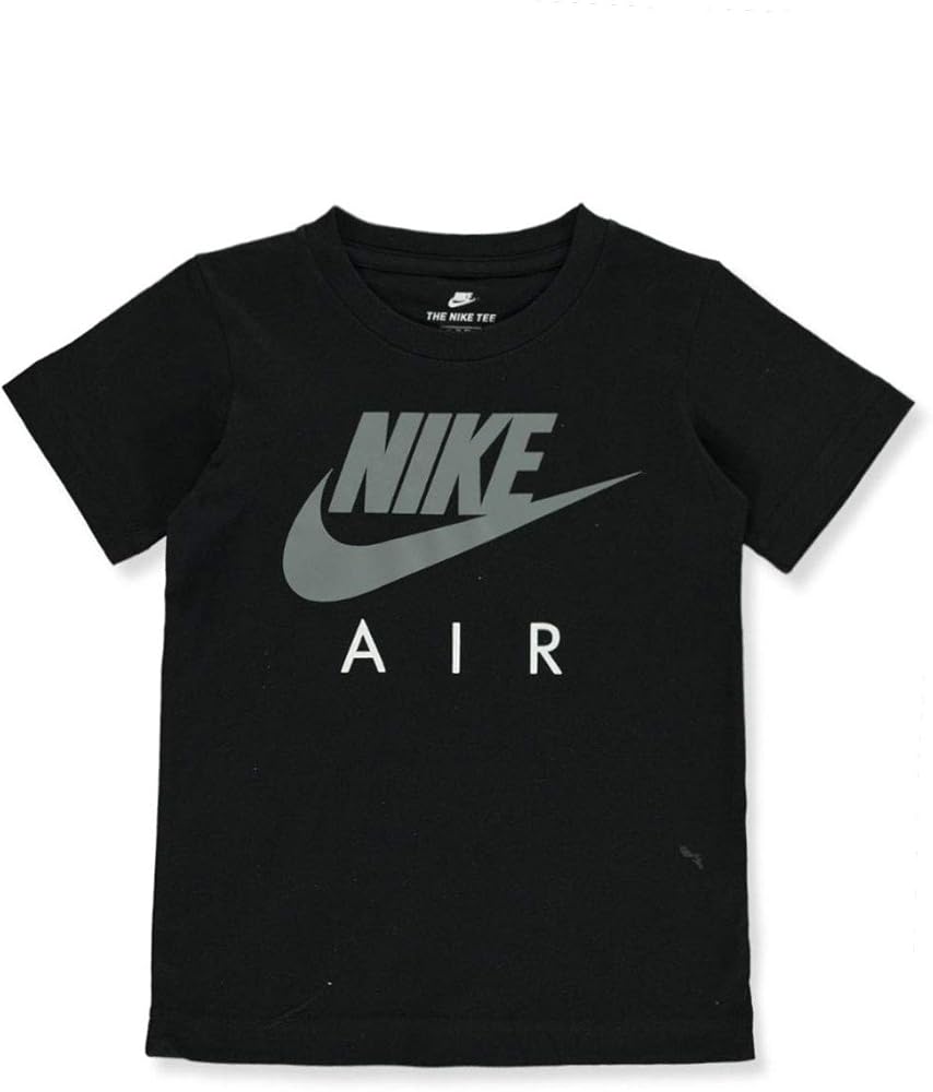 Nike Kids Boy's Air Logo Short Sleeve Graphic T-Shirt (Little Kids) Black 6 Little Kids