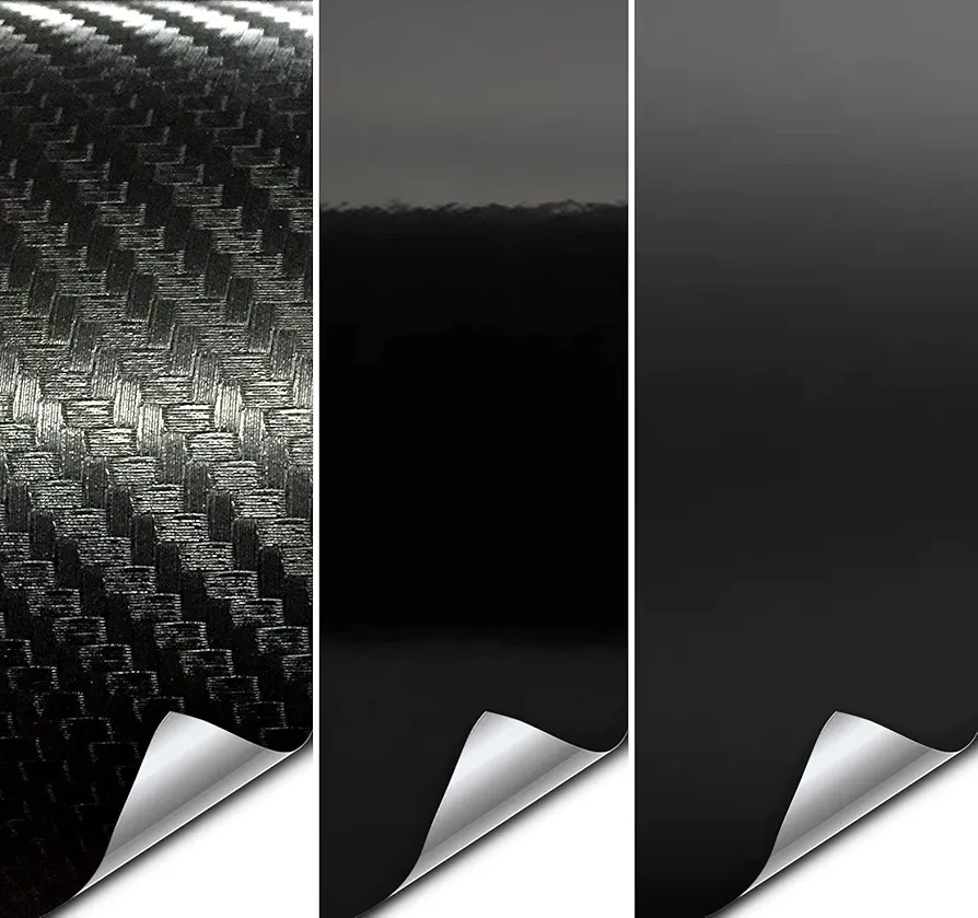 VViViD Carbon Fiber, Gloss, Matte Black Air Release Vinyl Wrap Bundle (1ft x 5ft) -U0