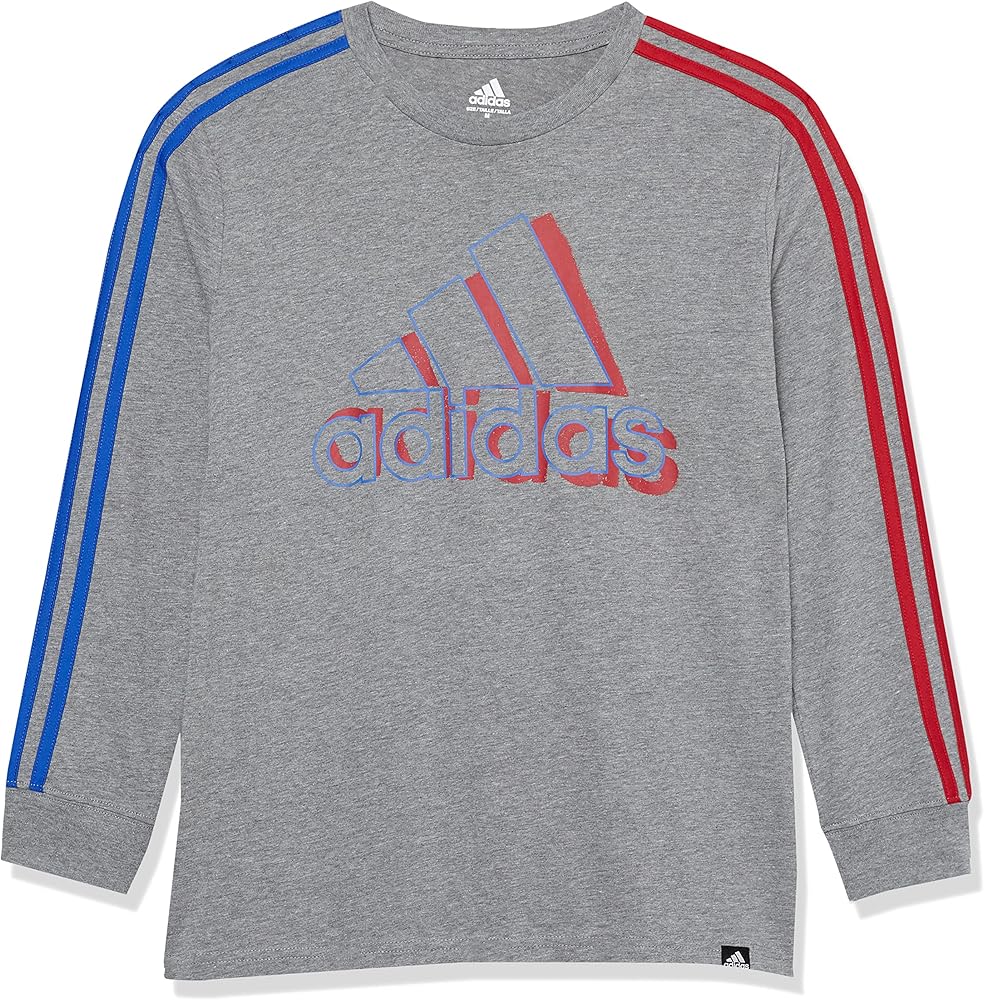 adidas Boys' Long Sleeve Split 3-Stripes Tee