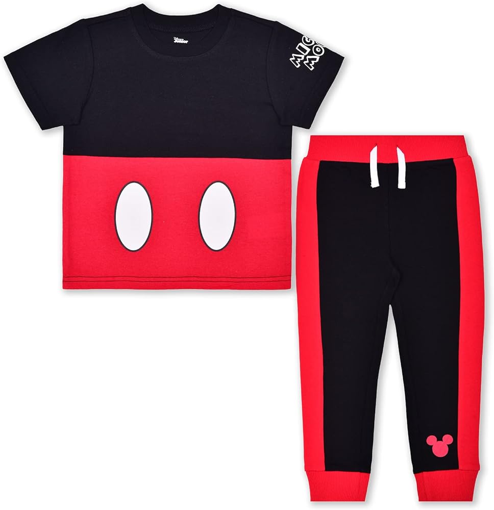 Disney Mickey Mouse Boys T-Shirt and Pants Set for Toddler and Little Kids