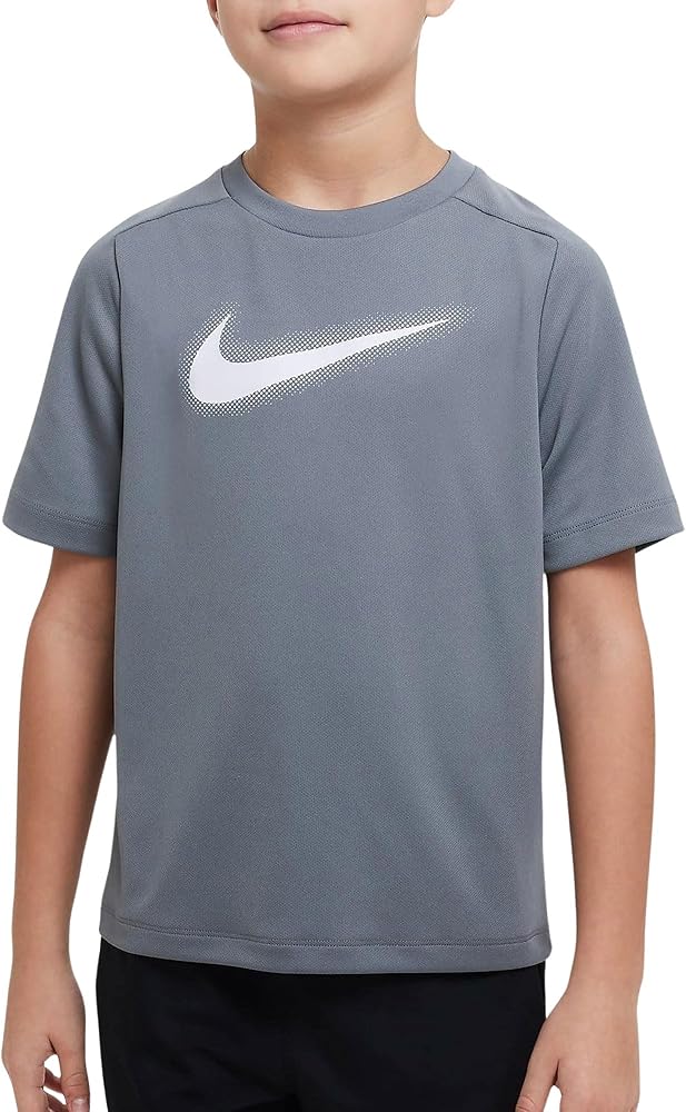 Nike Multi Big Boys' Dri-FIT Graphic Training Top (Large, Smoke Grey/White)