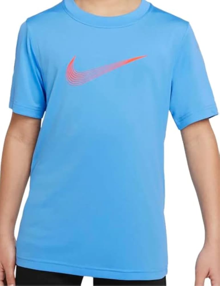 Nike Dri-FIT Big Kids' (Boys') Short-Sleeve Training Top (X-Large, University Blue/Rush Orange)