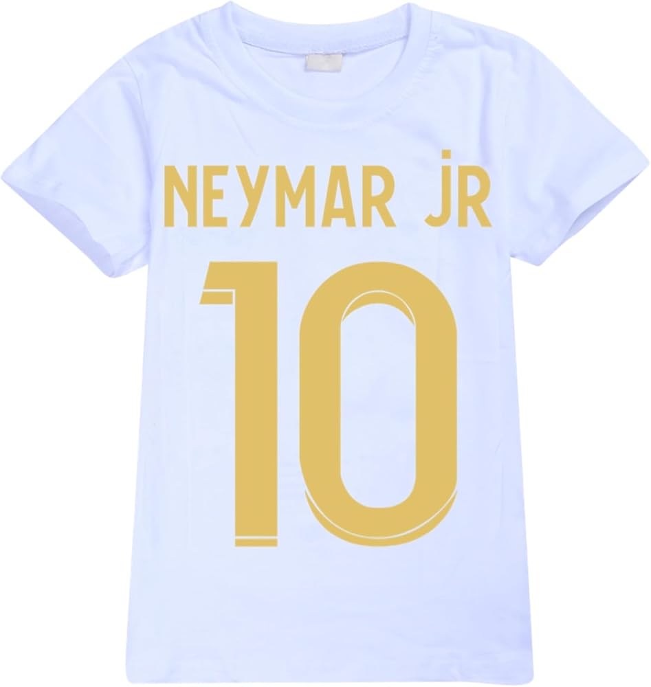 Summer Casual T-Shirts for Kids,Neymar JR Tops Lightweight Cozy Crew Neck Pullover Tees for Boys Girls White