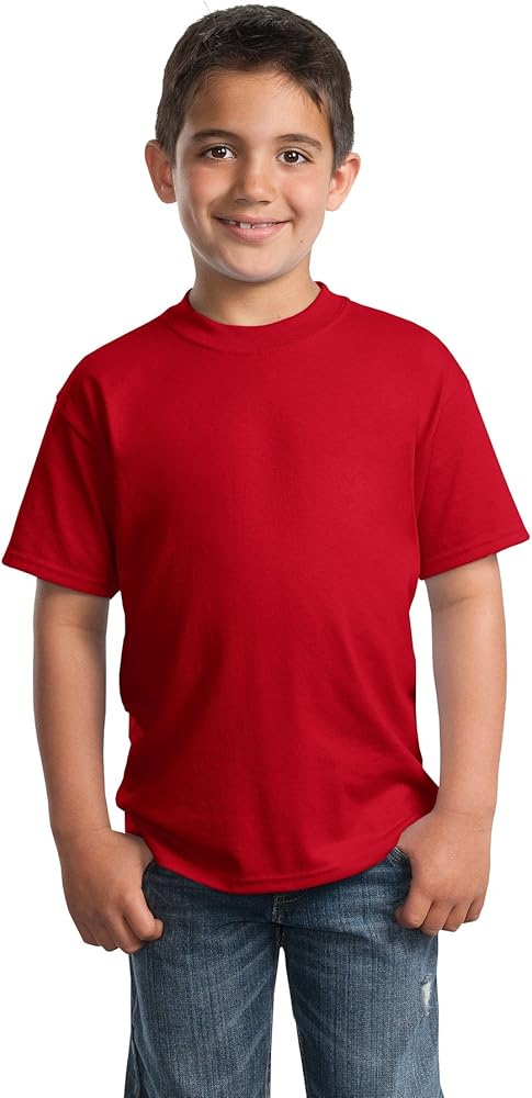 Port & Company Child's Youth 50/50 Cotton/Poly T-Shirt, M, Red