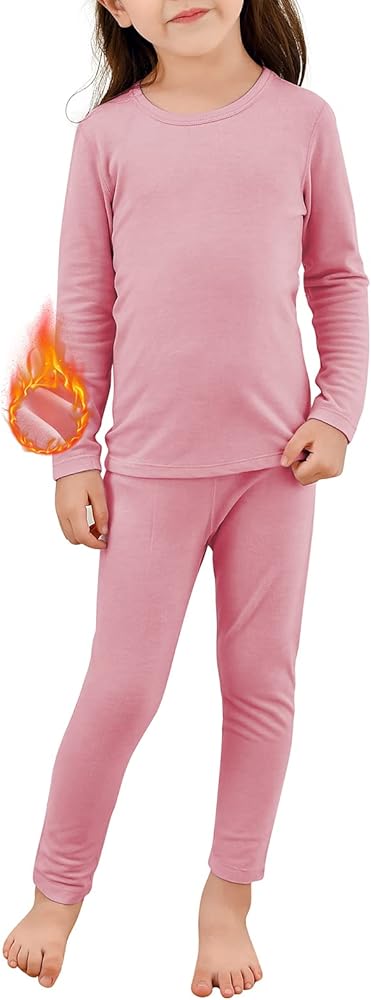 Girls Thermal Underwear Set Toddler Winter Soft Base Layer Kids Warm Long Johns for Girls Boys Classic Pink 2X-Large (120) /5T-6T