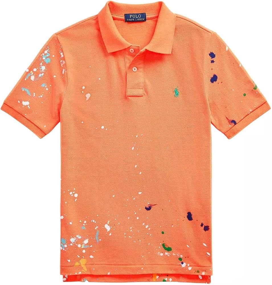 Polo Ralph Lauren Big Boys Cotton Mesh Polo Shirt (Orange(611806)/G, X-Large)