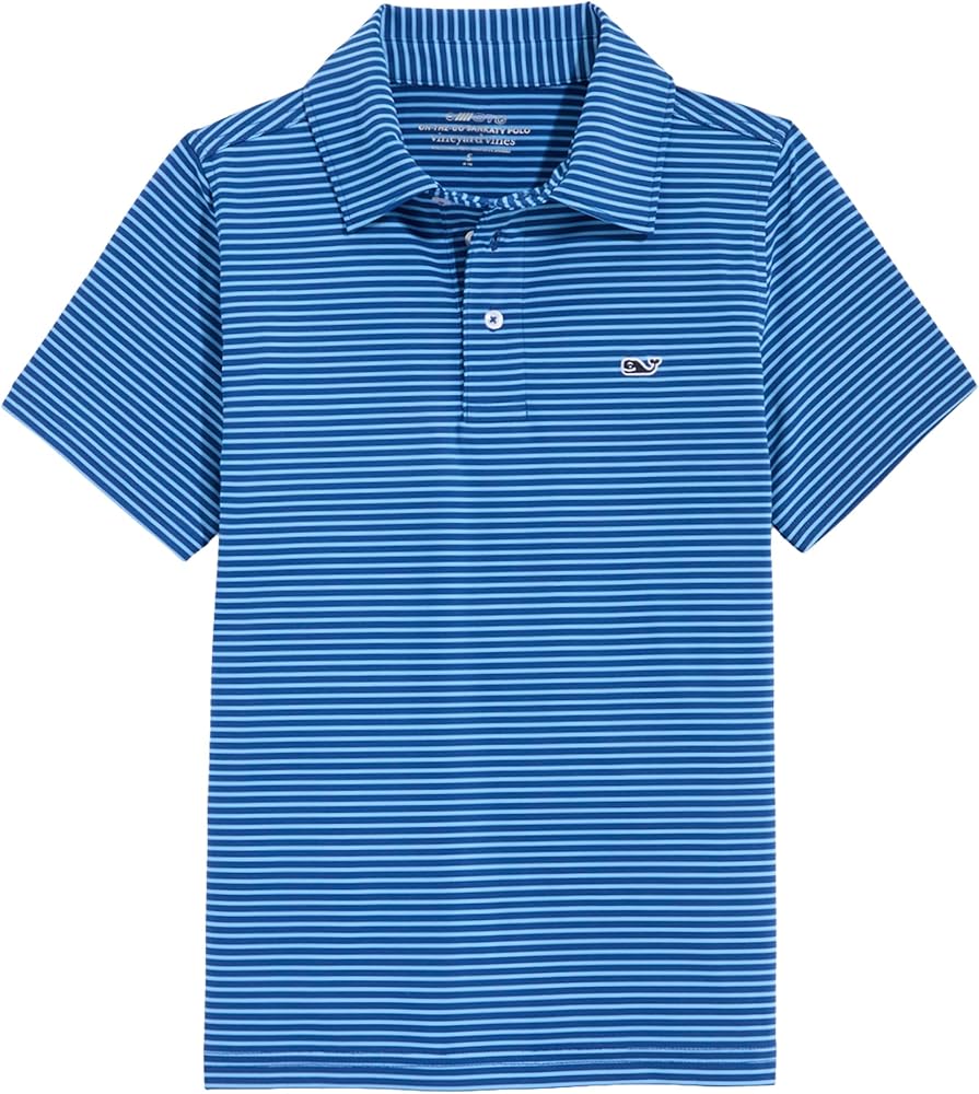 vineyard vines Boys' Bradley Sankaty Polo, Stripe Blue Bay/Ocean Breeze