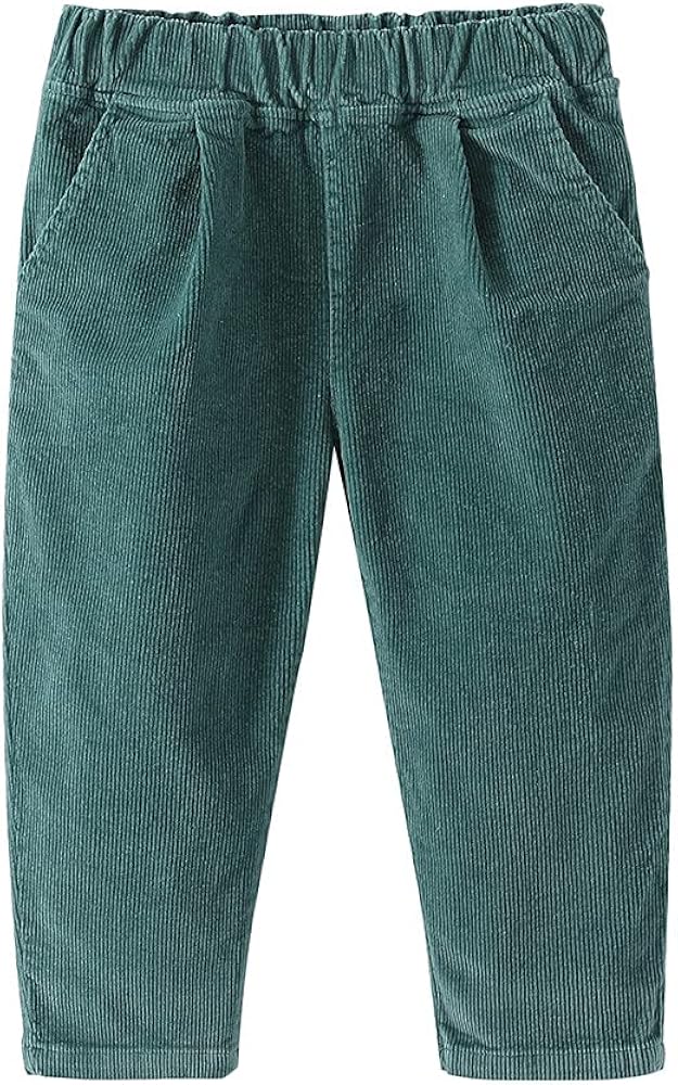 Mud Kingdom Boys Girls Corduroy Pants Pull On Plain Elastic Waist