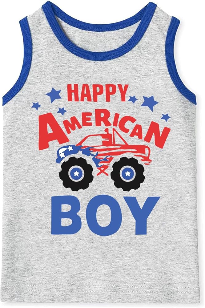 Toddler Boys Sleeveless Tank Top Shirts America Dinosaur Kids 4th of July Patriotic Clothes