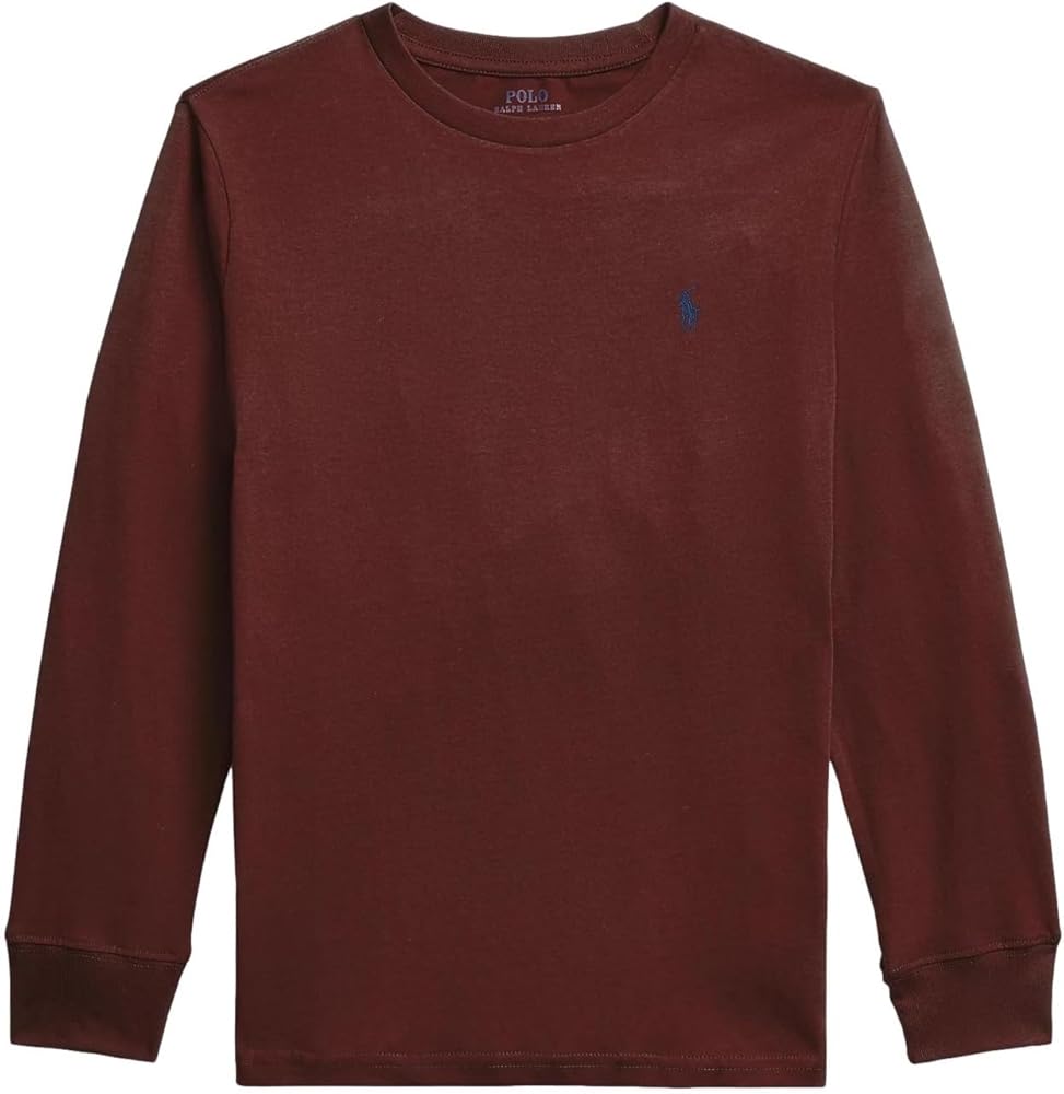 POLO RALPH LAUREN Boys Cotton Long Sleeve Crew Tee Shirt (HarvardWine, X-Large (18-20))