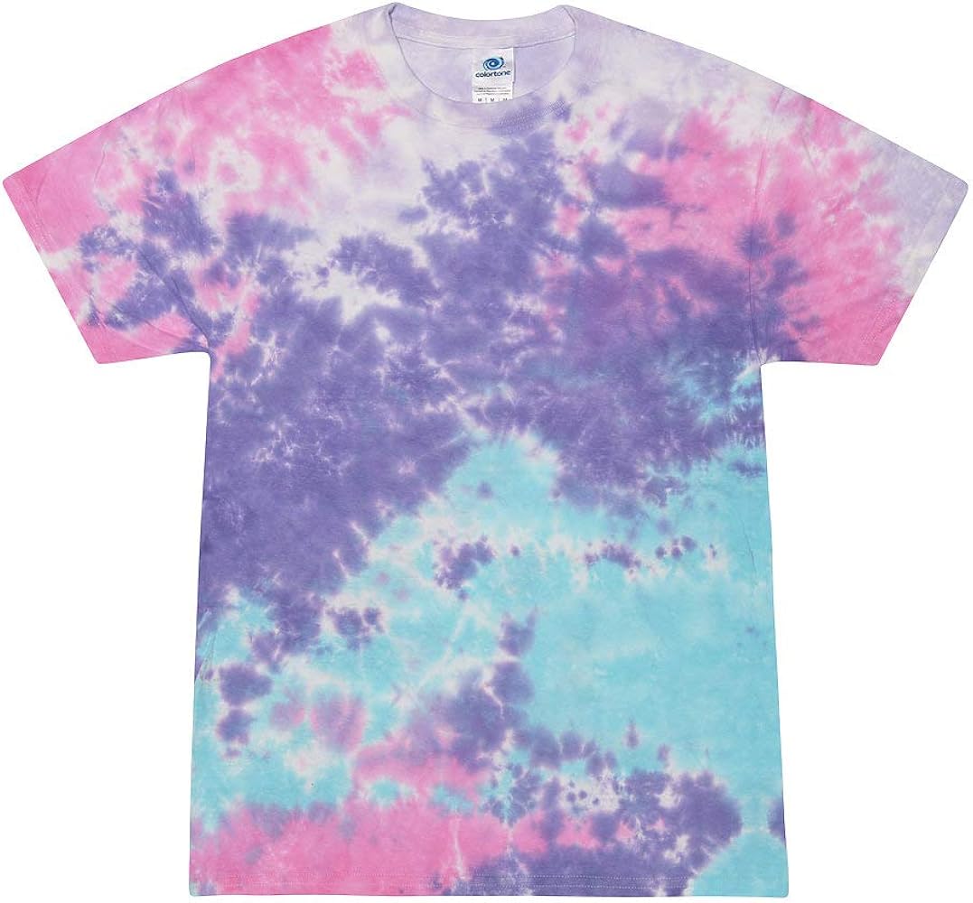 Colortone Tie Dye 100% Cotton T-Shirt for Kids 10-12, Medium, Cotton Candy