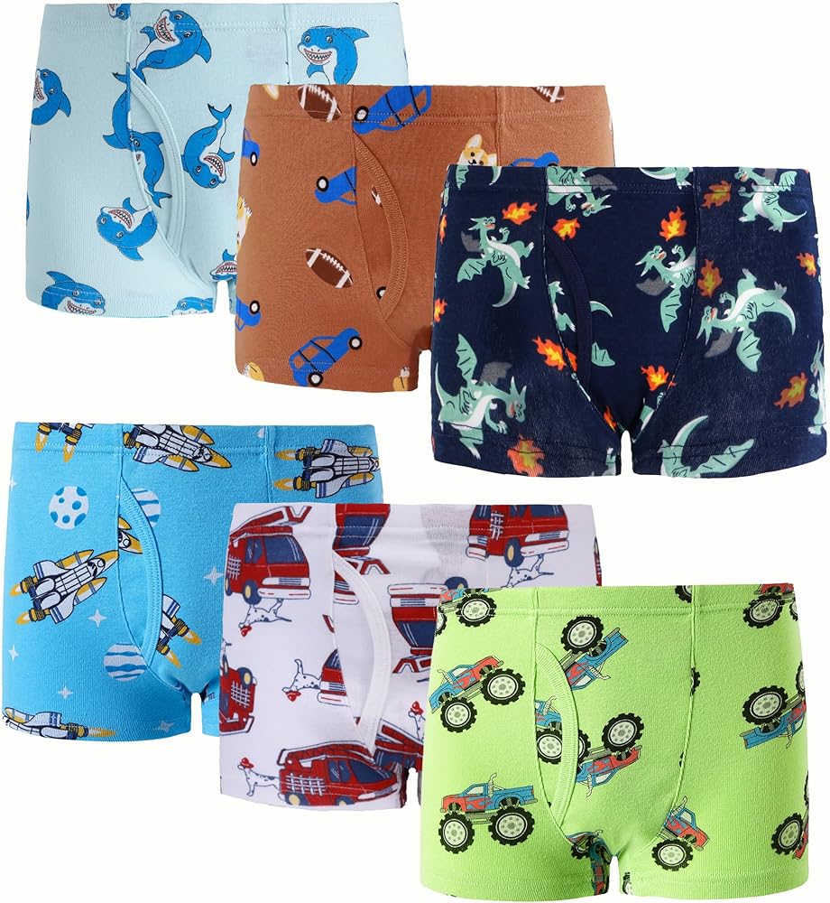 Boboking Little Boys Boxer Briefs Dinosaur Truck Shark Toddler Kids Underwear