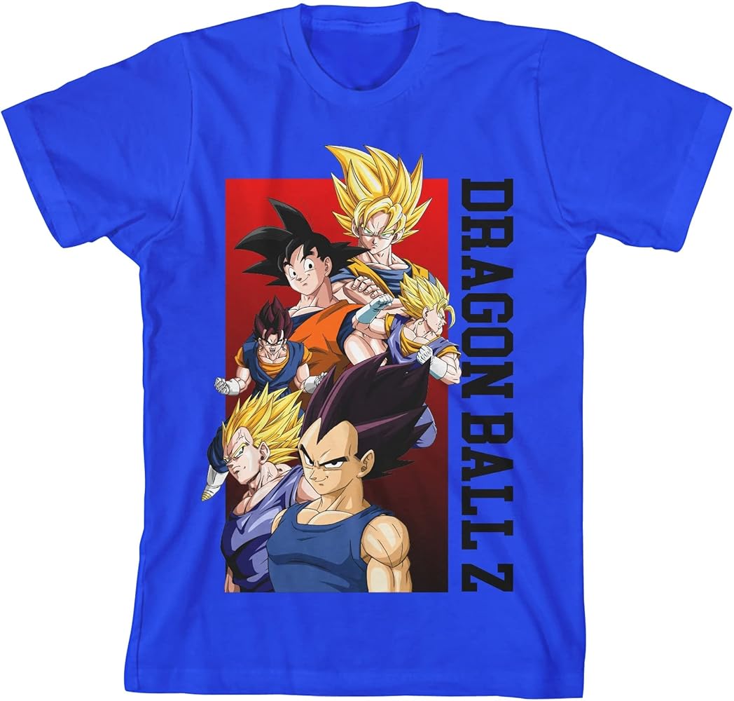 Bioworld Dragon Ball Z Vegito Character Group Youth Royal Blue Graphic Tee