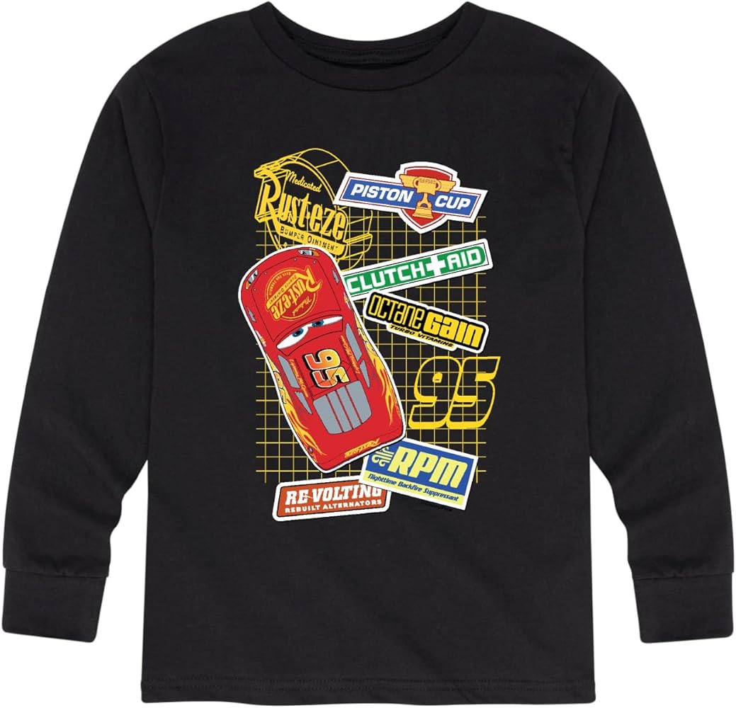 Disney Cars - McQueen Decals - Toddler and Youth Long Sleeve Graphic T-Shirt