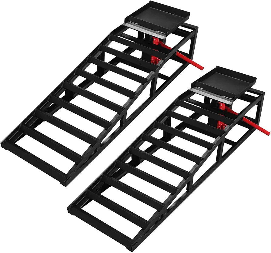 2 Pack Auto Car Truck Service Ramps Lifts 5T 10000lbs Hydraulic Car Ramps Truck Trailer Garage,Height Hydraulic Vehicle Ramps for Car Repair