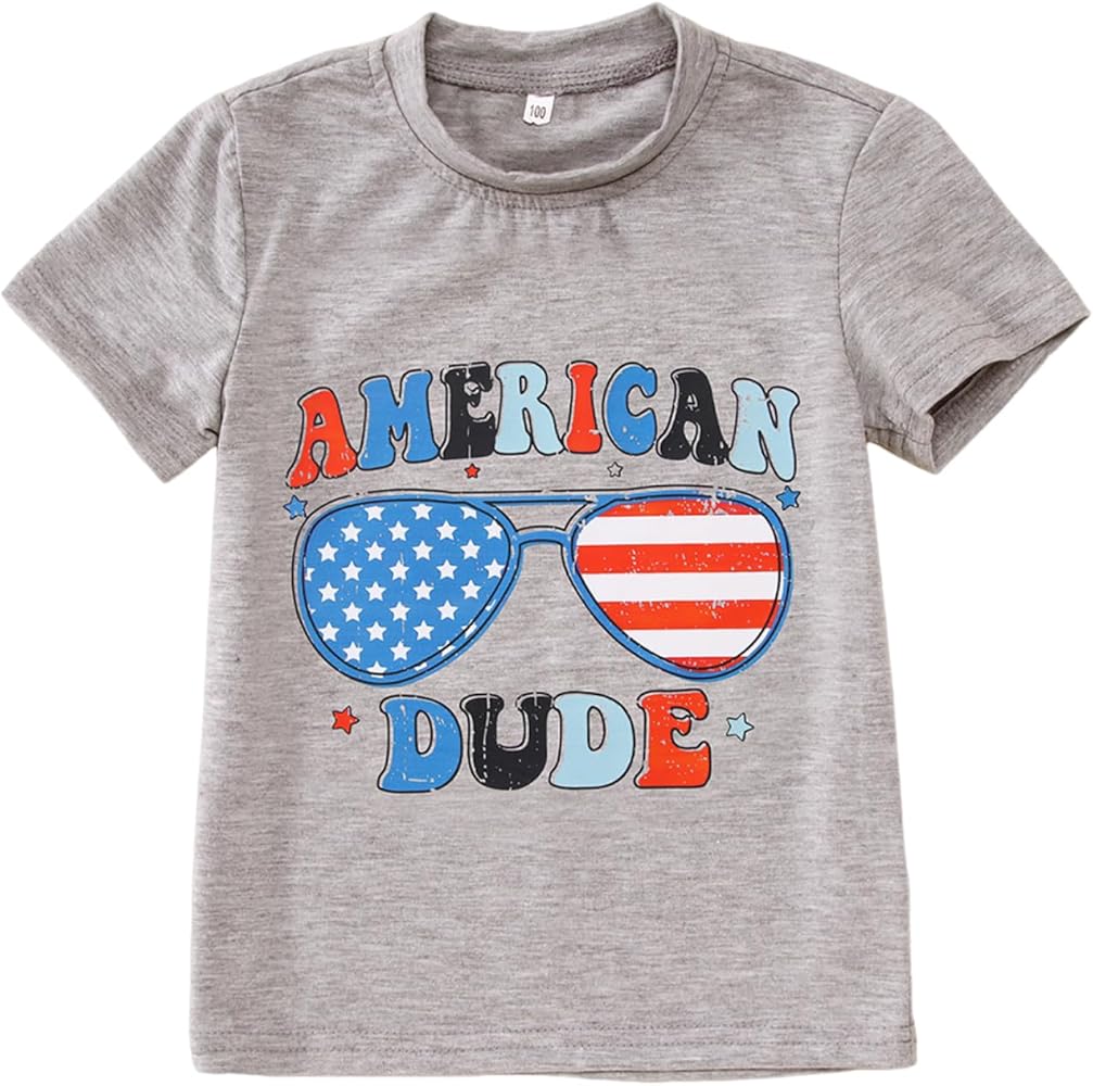 CM C&M WODRO 4th of July Shirt Toddler Boys Patriotic T-Shirt American Dude Graphic Tee Little Kids USA Flag Summer Tops