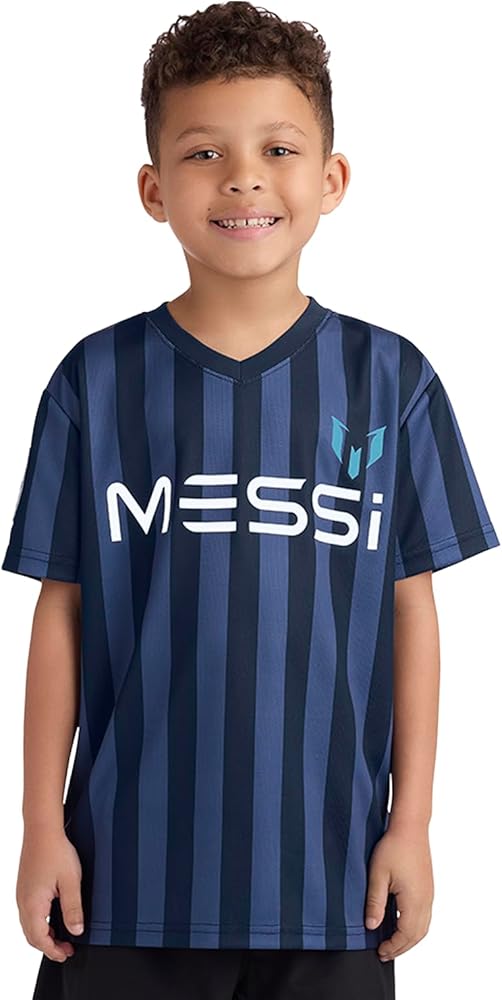 Messi Boys' Lifestyle Short Sleeve Top, Standard Shirt with Logo, Comfortable Fit