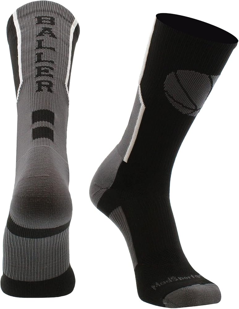 MadSportsStuff Baller Basketball Socks with Basketball Logo Crew Length