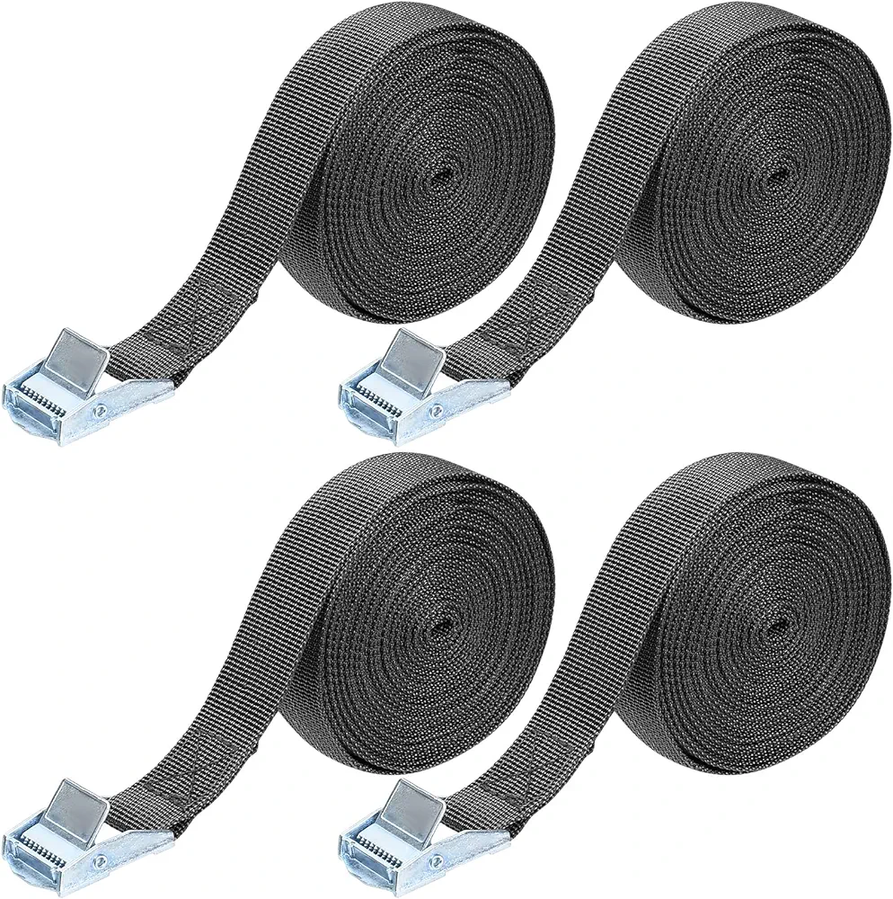 4 Pcs Lashing Straps, 1" x 16Ft(196") Adjustable Tie Down Ratchet Tie Straps with Buckles, grey Cam Lock Strap Cargo Packing Straps Heavy-Duty for Cargo/Luggage/Kayak/Truck/SUV/Car Roof Rack