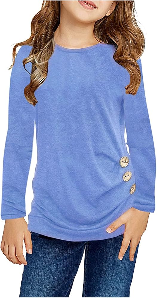 Boys Long Sleeve Crewneck Tee T Shirt Cartoon Blouse Sport Tops Graphic Tees Long Sleeve (Sky Blue, 8-9 Years)