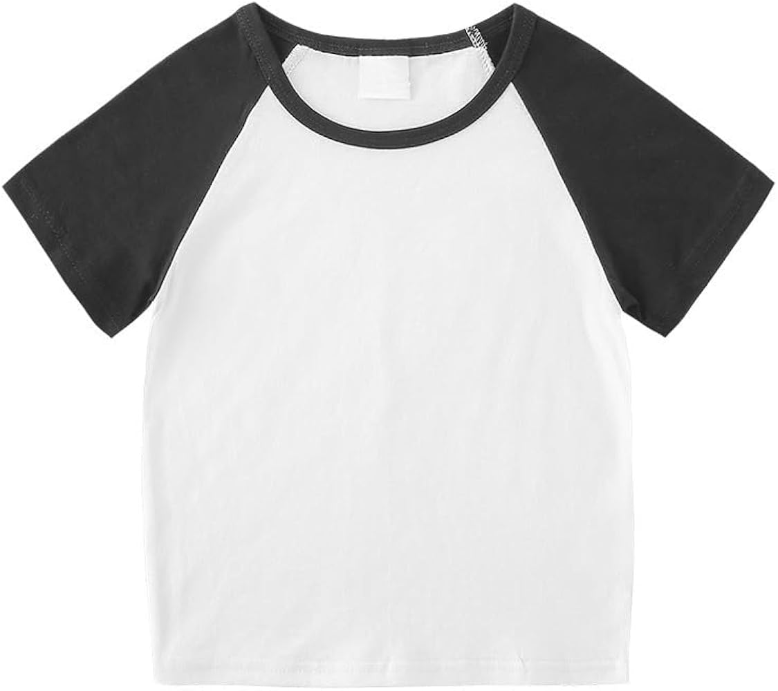 Toddler Boys Girls Summer Classic Basic Bottom T-Shirt Unisex Short Sleeve Raglan Shirt Comfort Tops Tees