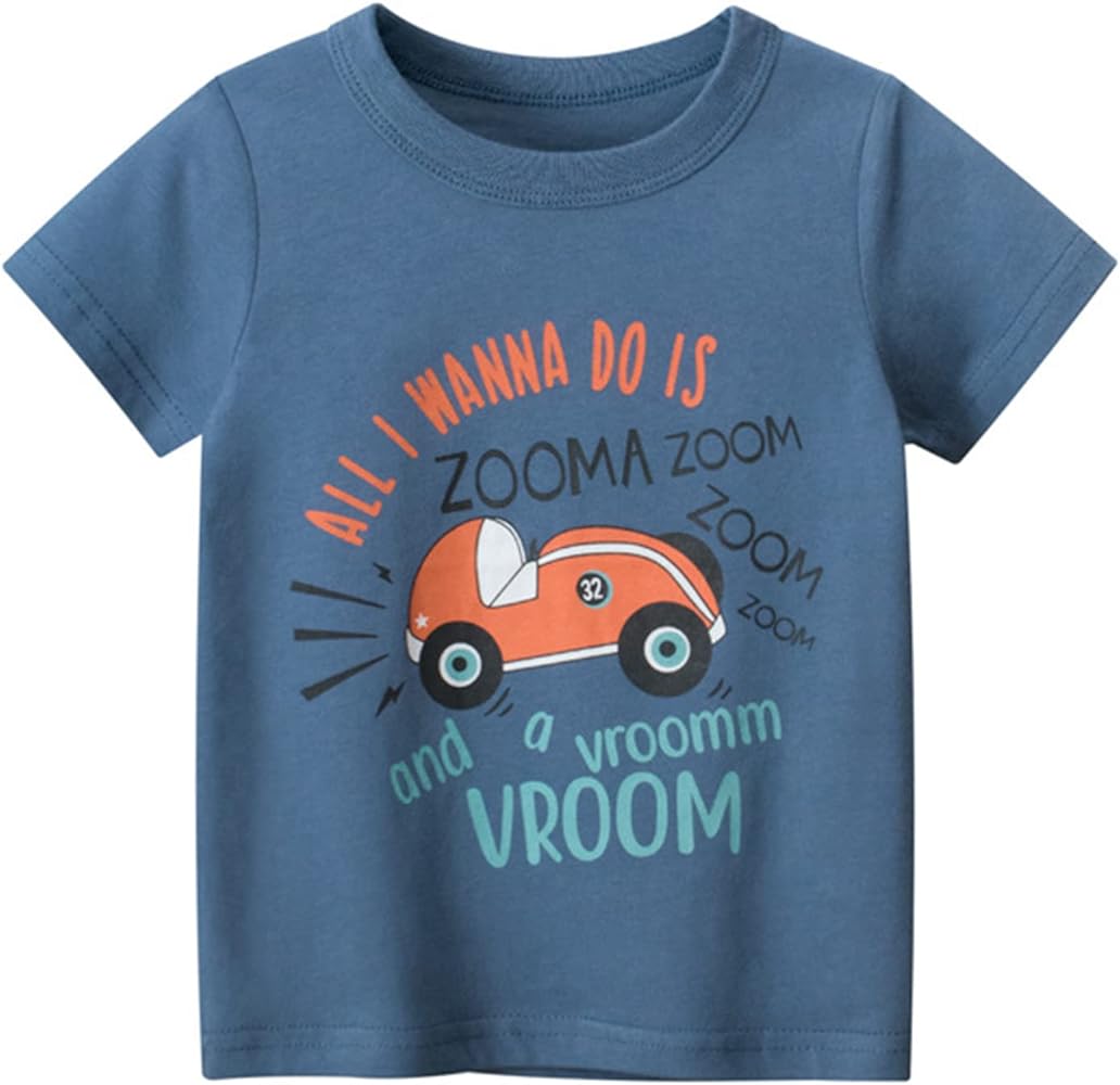 Toddler Baby Boys Girls Truck Cars Short Sleeve Crewneck T Shirts Tops Summer Undershirts for Boys Cute