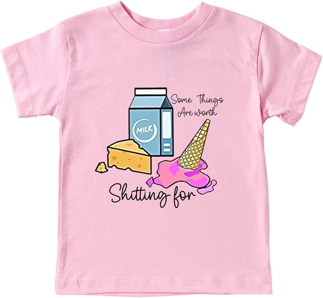 Toddler Graphic Shirt Cute Print Short Sleeve Top Cotton Clothes Round Neck Children's T Shirt Funny Girl