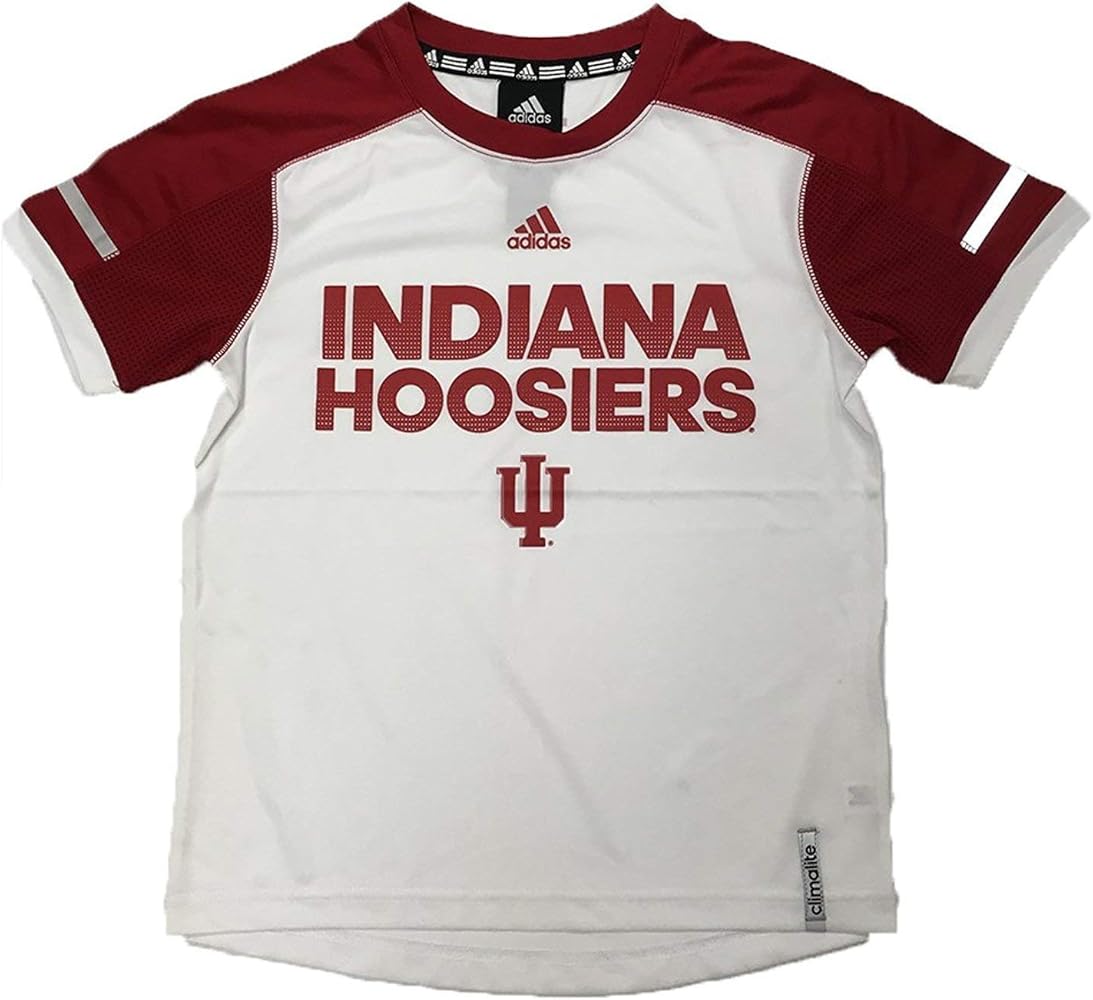 Indiana Hoosiers Adidas Youth White/Red Climalite Performance Shirt