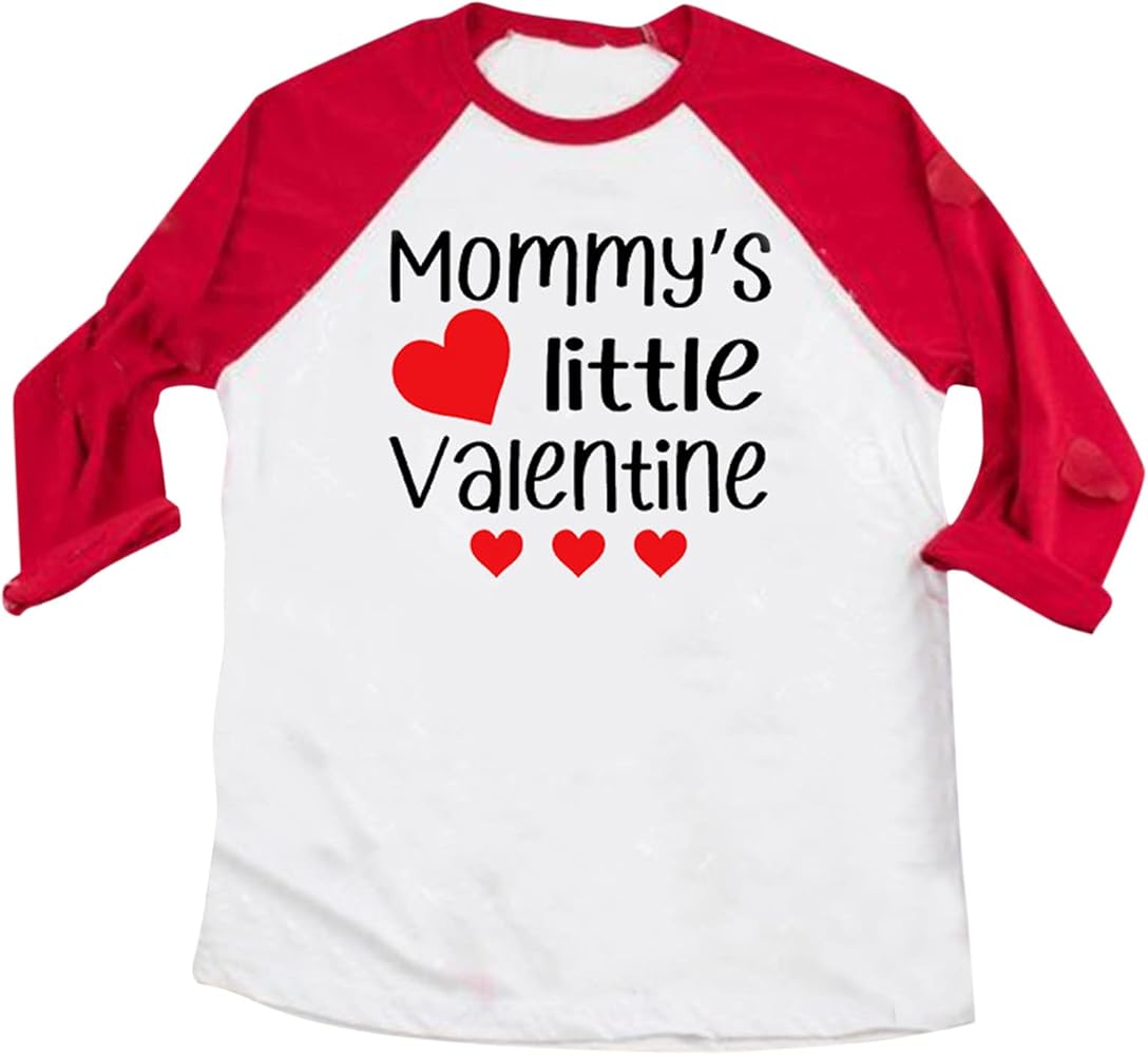 Boys Girls and Toddlers' Long Sleeve Tees Shirts Kids Letter Print T-Shirts Crewneck Soft Tops Valentine's Day