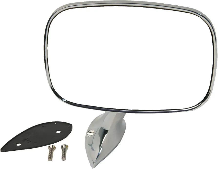 3914529 Door Mirror, Left; Includes plastic gasket, two screws, two brass/plastic cylindrical nuts, and drill template