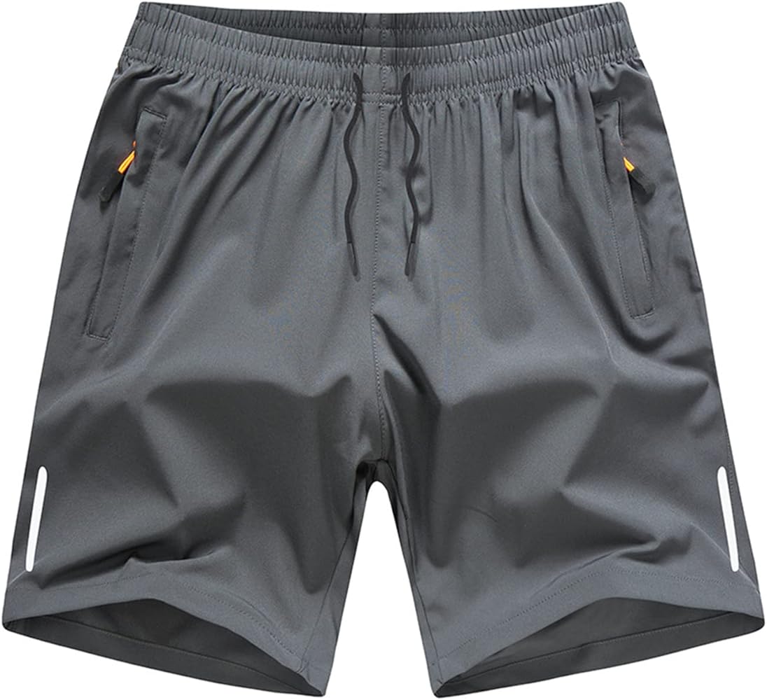 Boys' Loose Fit Athletic Shorts with Zipper Pockets Quick Dry Running Shorts