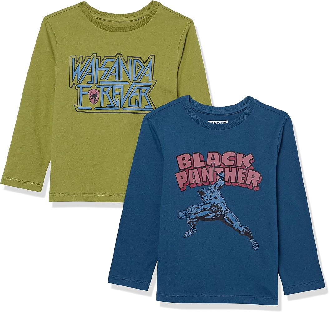 Amazon Essentials Disney | Marvel | Star Wars Boys' Long-Sleeve T-Shirts, Pack of 2