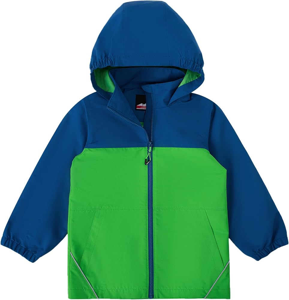 Kids Rain Jacket Boys Girls Lightweight Raincoat Waterproof Breathable Zip Up Hoodie Outdoor Raincoat