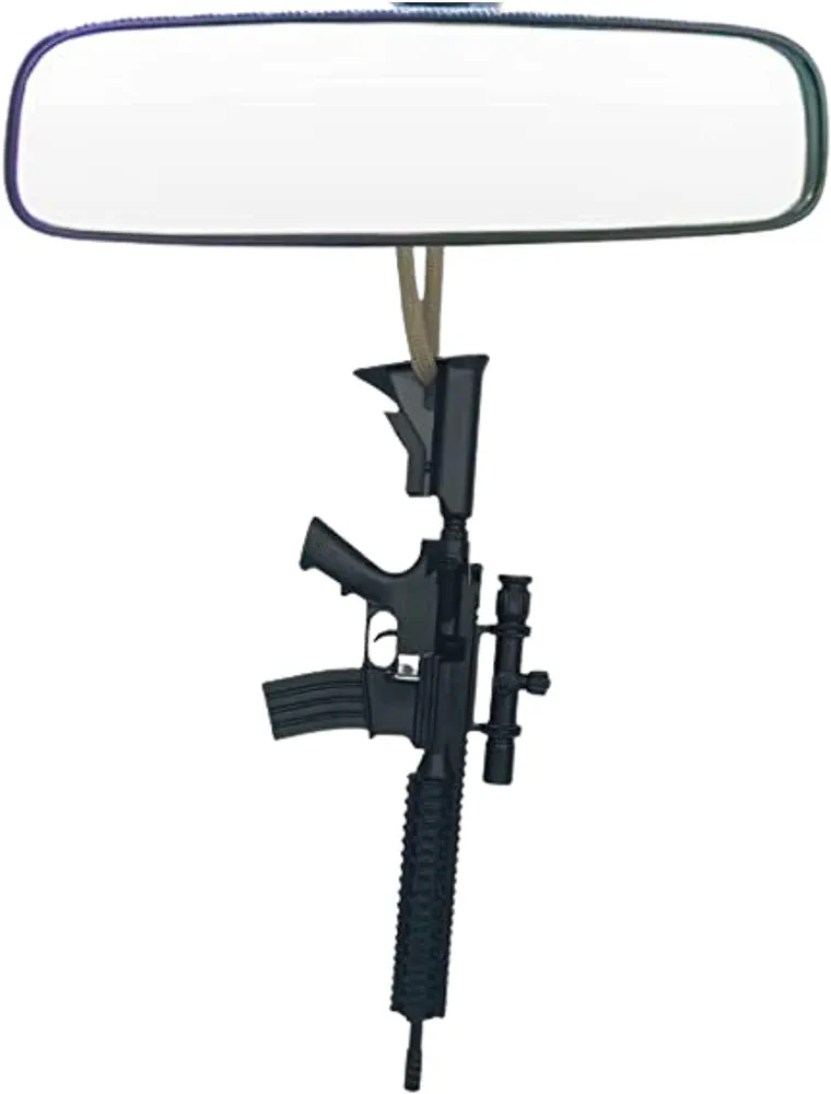 AR-15 Rearview Mirror Decoration for Hunting & Firearms Enthusiasts - Hanging Rifle Car & Truck Accessory - Durable Resin - Unique Gift/Stocking Stuffer for Hunters & Outdoor Lovers