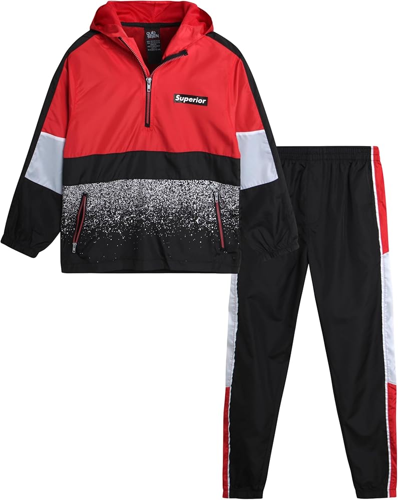 Boys' Tracksuit - 2 Piece Quarter Zip Pullover Windbreaker Jacket and Jogger Pants - Activewear Set for Boys, 8-18