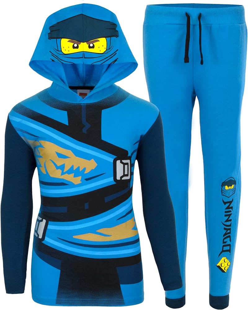 LEGO Ninjago Boys Pants Sets, Ninjago Pullover Hoodie Tee and Pants Sets for Boys (Blue, 7)